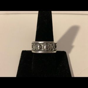 Mens Sterling Silver Skull Band Ring